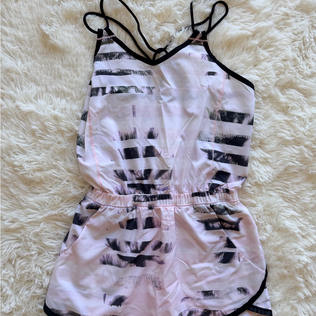 Lululemon Athletica Pink And Black Striped Athletic Dress